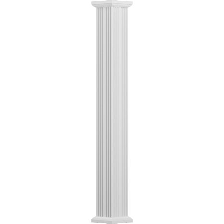 EKENA MILLWORK 4" x 8' Endura-Aluminum Column, Square Shaft (Load-Bearing 12,000 lbs), Non-Tapered, FLuted EA0408ENFSBTUTU